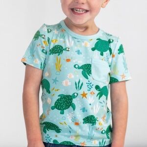 Little Sleepies Play Sea Turtle Friends‎ short sleeve pocket tee size 6 bamboo